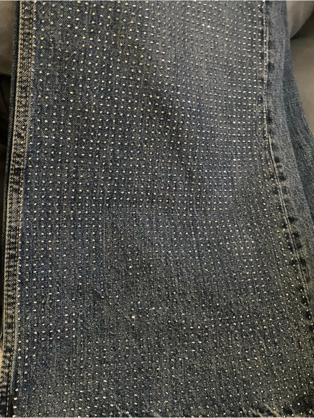 Zara Blue Wide-Leg Rhinestone Jeans - Picture 7 of 10